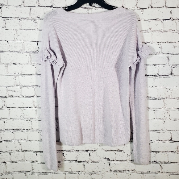 J Crew Light Lavender Cotton Ruffle Long Sleeve Sweater Round Neck Pullover S - Picture 7 of 16